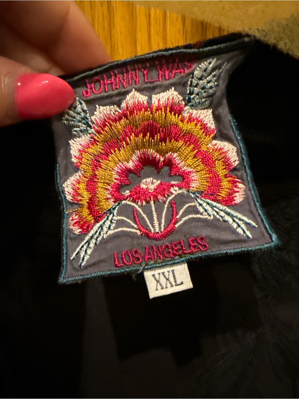 Johnny Was Black Velvet Embroidered Long Robe - Picture 3 of 4